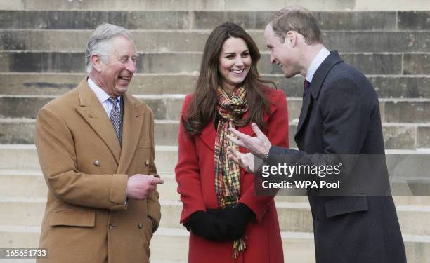 Prince Charles, Prince of Wales, known as the Duke of Rothesay, Catherine, Duchess of Cambridge, known as the Countess of Strathearn, and Prince...