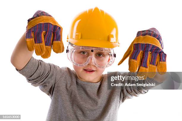 young engineer - boy in hard hat stock pictures, royalty-free photos & images