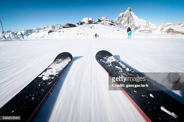 skiing at speed - action camera stock pictures, royalty-free photos & images