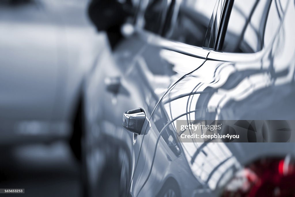 Luxury car at public dealership