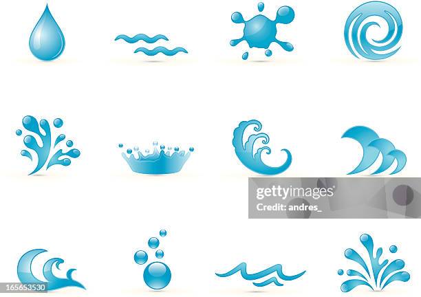 water icons - splashing sea stock illustrations