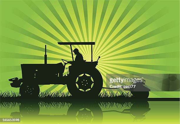 illustrations, cliparts, dessins animés et icônes de tracteur silhouette (vecteur - un seul homme senior
