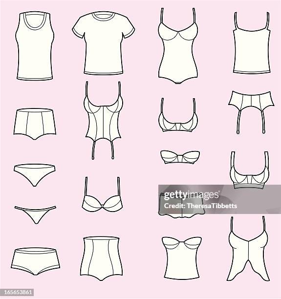 ilustrações, clipart, desenhos animados e ícones de roupa feminino - sutiã para esportes