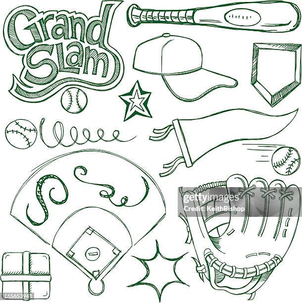 baseball und kritzeleien - grand slam baseball stock-grafiken, -clipart, -cartoons und -symbole