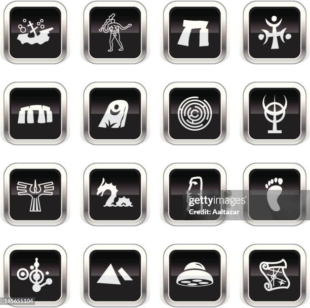 supergloss black icons -  mysteryes - crop circles stock illustrations