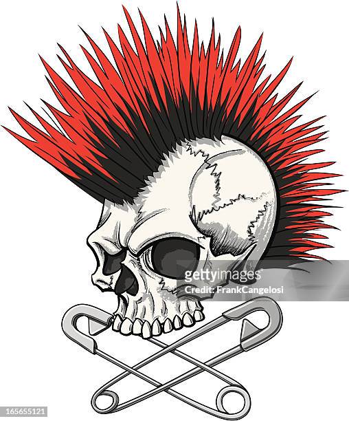 illustrations, cliparts, dessins animés et icônes de punk de crâne - coiffure punk