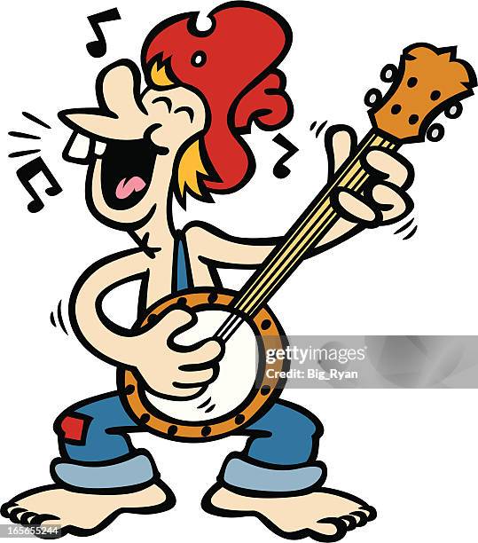 banjo hinterwäldler - redneck stock-grafiken, -clipart, -cartoons und -symbole