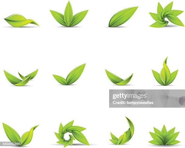 green leaf icons - leaves spiral stock illustrations