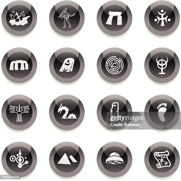 black round icons -  mysteries - crop circles stock illustrations