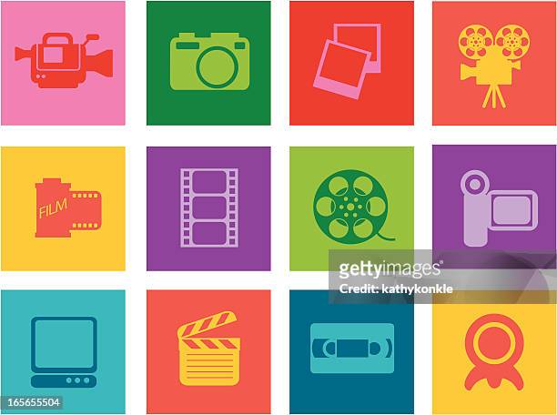 photo, film and video icons - videocassette stock illustrations