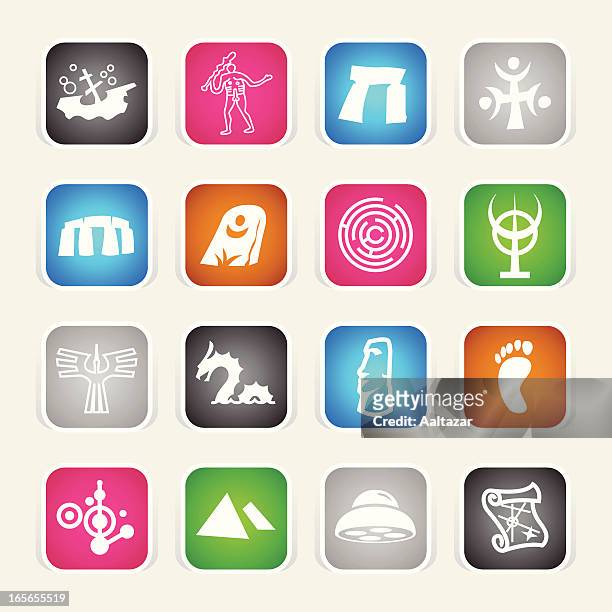 multicolor icons - mysteries - crop circles stock illustrations