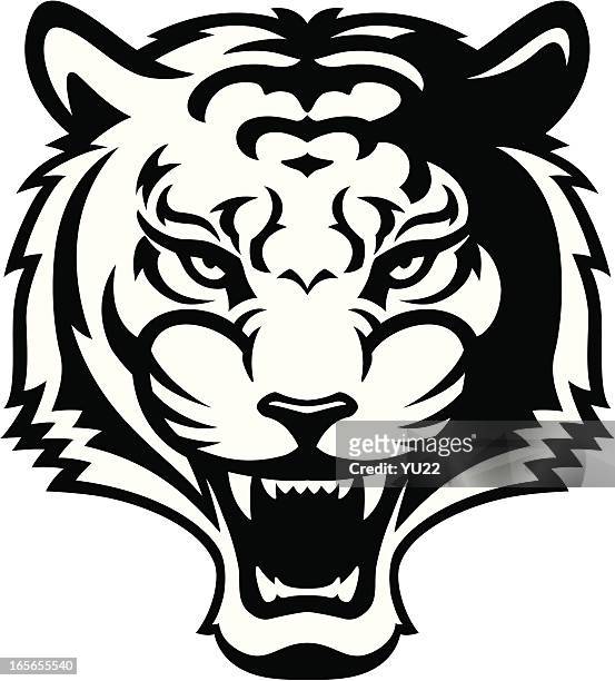 roaring tiger b&w - roaring stock illustrations