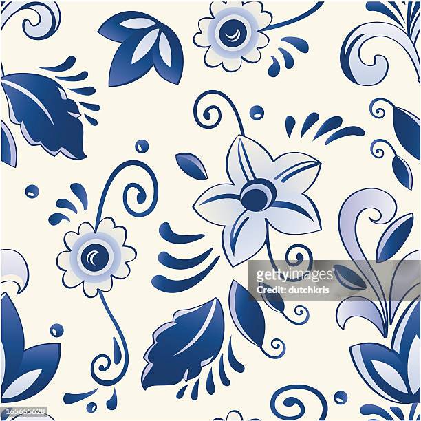 delft blue pattern swatch - delft stock illustrations