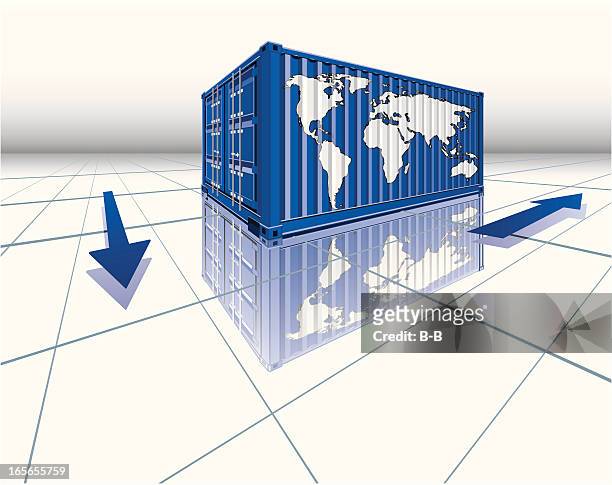 stockillustraties, clipart, cartoons en iconen met cargo containers-logistic business - rail freight