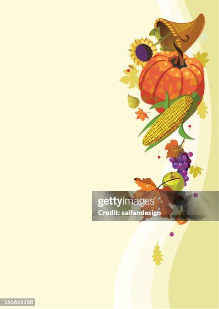 cornucopia. - fall apple background stock illustrations