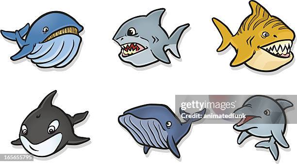 chubby fish icons - humpback whale stock illustrations