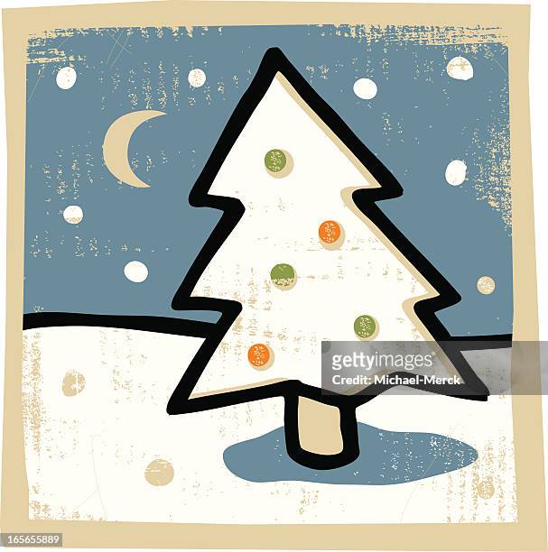 stockillustraties, clipart, cartoons en iconen met grunge christmas tree - cedar tree