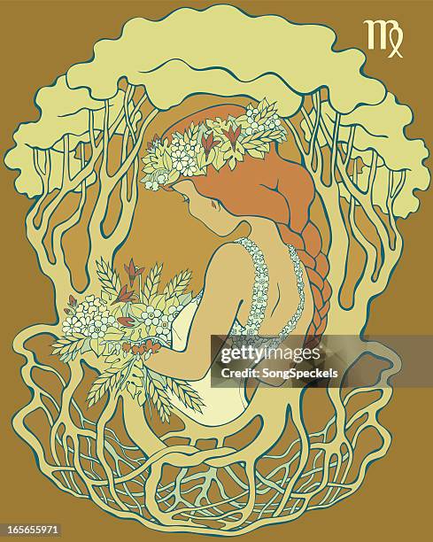 stockillustraties, clipart, cartoons en iconen met virgo the virgin illustration - maagd