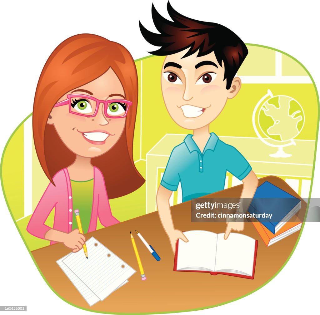 Kids At Desk In Classroom Doing School Work HighRes Vector Graphic