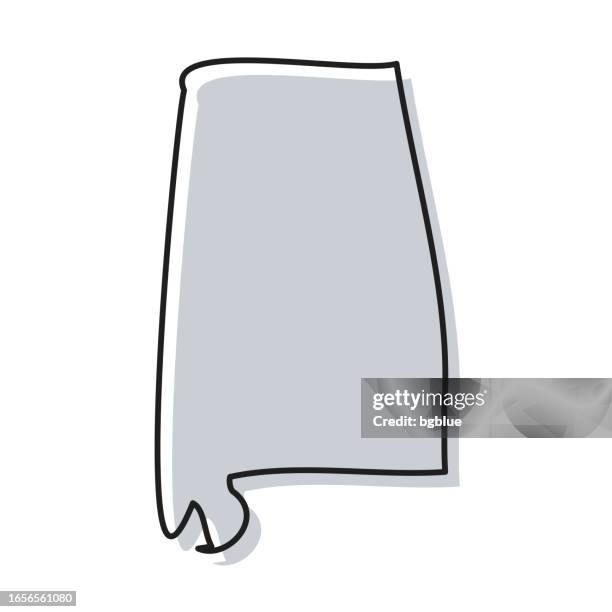 ilustrações, clipart, desenhos animados e ícones de alabama mapa desenhado à mão em fundo branco - design moderno - alabama