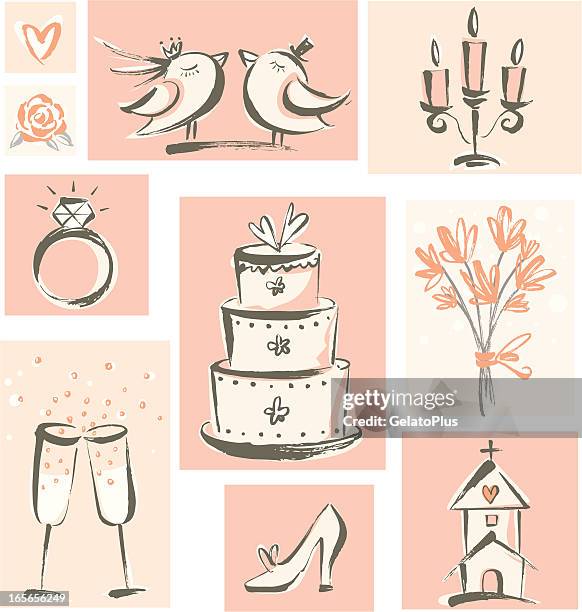 hochzeit symbole - hochzeitseinladung stock-grafiken, -clipart, -cartoons und -symbole
