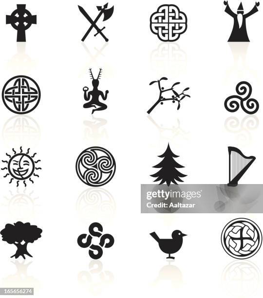 schwarze symbole-keltisch - celtic cross stock-grafiken, -clipart, -cartoons und -symbole