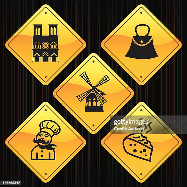 ilustrações de stock, clip art, desenhos animados e ícones de amarelo sinais & paris-frança - cabaret