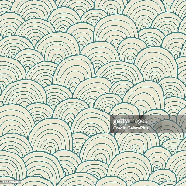 seamless curved wave pattern in green and white - green wave pattern stock illustrations