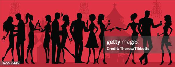 ilustraciones, imágenes clip art, dibujos animados e iconos de stock de silueta de fiesta de navidad - galletas de navidad