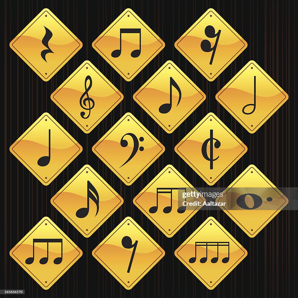 Yellow Signs Musical Notes High-Res Vector Graphic - Getty Images