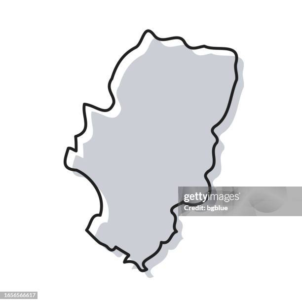 aragon map hand drawn on white background - trendy design - aragon stock illustrations