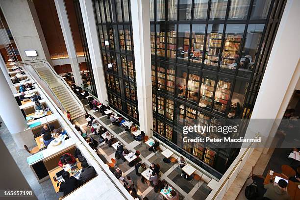 Visitors enjoy the cafe at The British Library on April 5, 2013 in London, England. The British Library and four other organisations have been given...