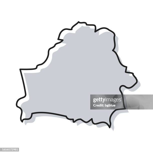 belarus map hand drawn on white background - trendy design - belarus stock illustrations