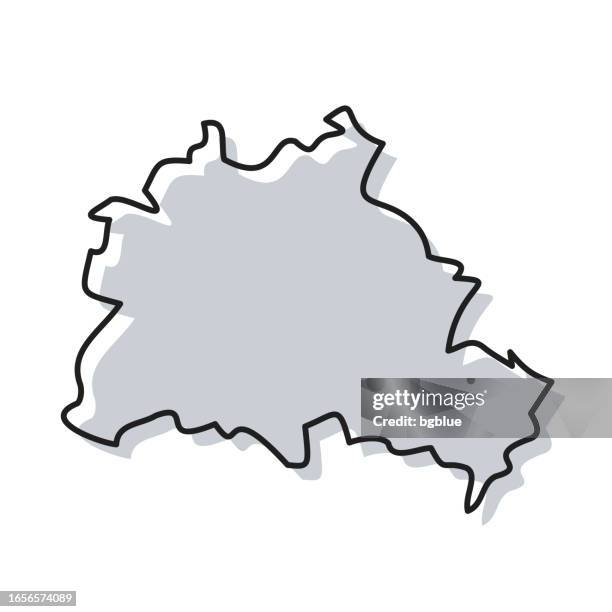 berlin map hand drawn on white background - trendy design - berlin stock illustrations