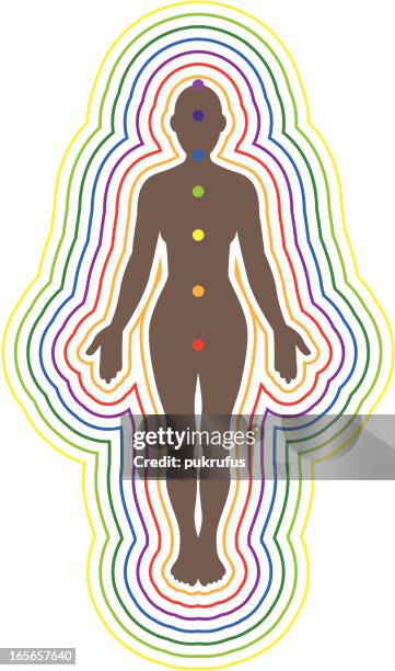 illustrations, cliparts, dessins animés et icônes de l'aura, chakras du corps de la femme - aura