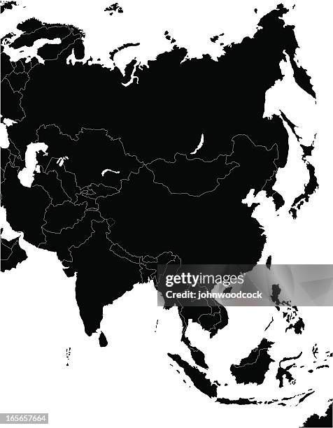 asia mono map. - cambodia map stock illustrations