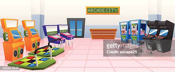 ilustrações, clipart, desenhos animados e ícones de arcade da cidade - coin operated