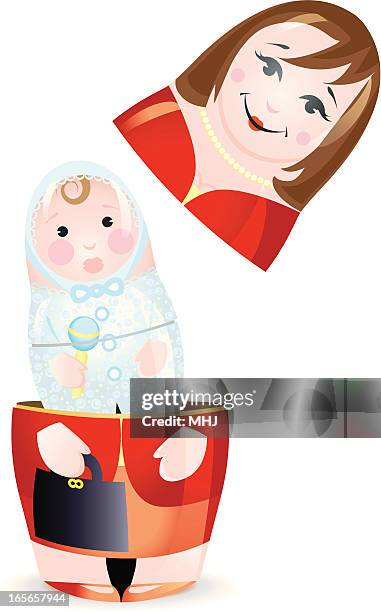 business woman pregnancy concept - russian nesting doll stock illustrations