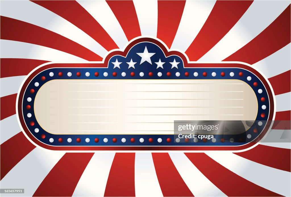 Patriotic Marquee on striped flag