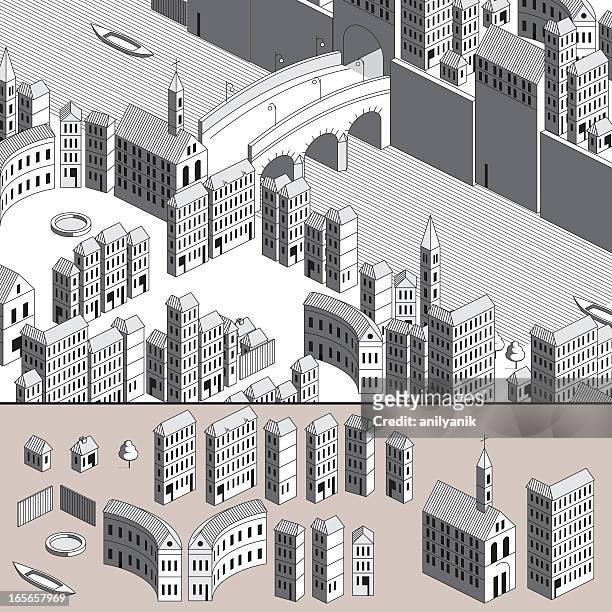 karte toolkit - isometric city stock-grafiken, -clipart, -cartoons und -symbole