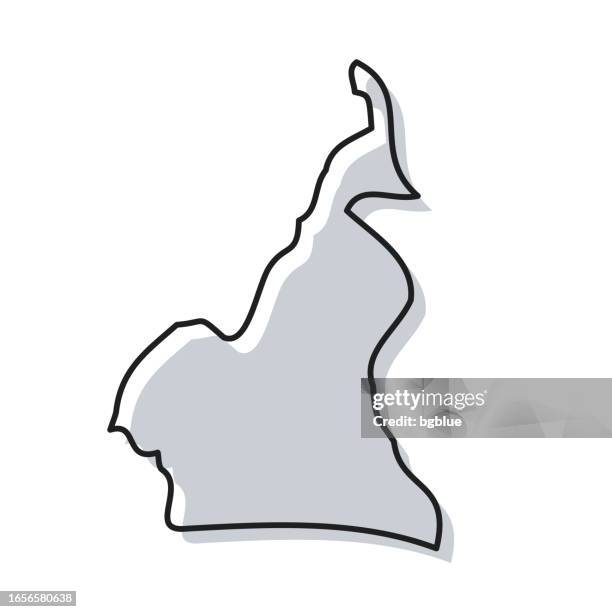 cameroon map hand drawn on white background - trendy design - cameroon stock illustrations