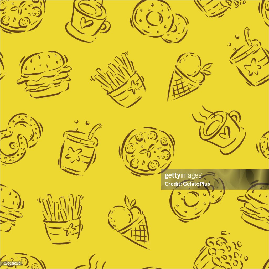 Seamless Fast Food Pattern