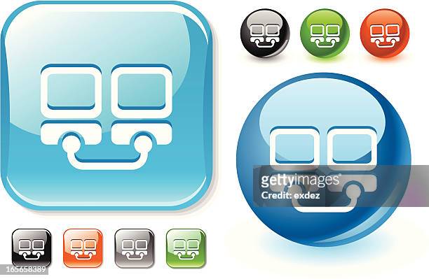 netorking glossy icon - fibre optic icon stock illustrations