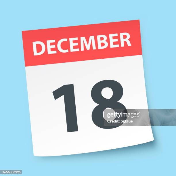 december 18 - daily calendar on blue background - number 18 stock illustrations