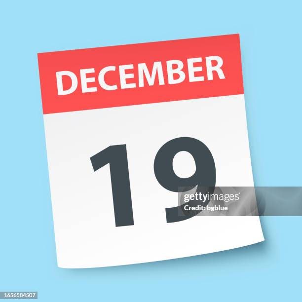 december 19 - daily calendar on blue background - number 19 stock illustrations