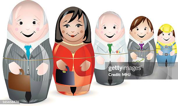 business workforce multiracial team - russian nesting doll stock illustrations