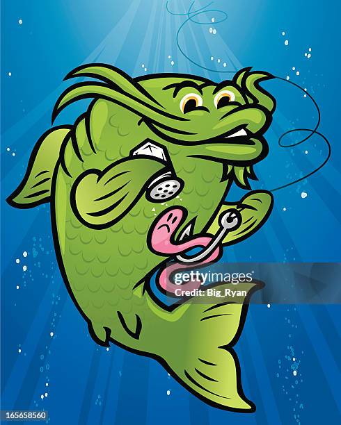 hungry catfish - fishing hook worm stock illustrations