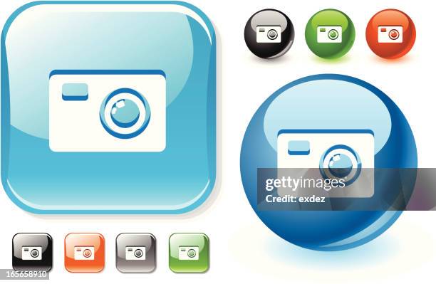 camera icon set - point and shoot camera stock illustrations