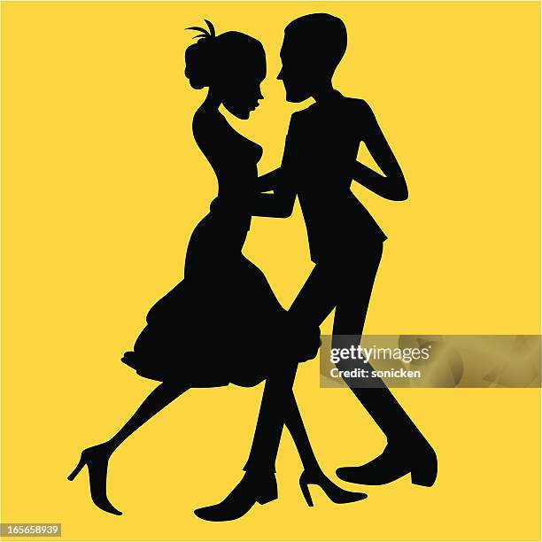 dancing couple - tango stock illustrations