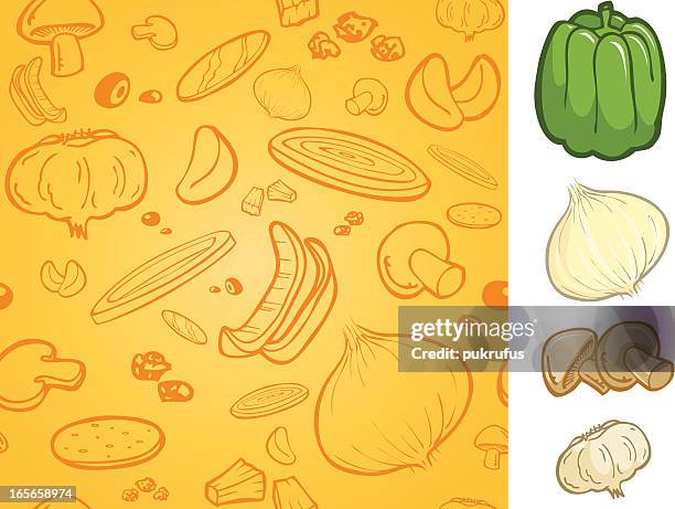 seamless vegetables live - bacon background stock illustrations